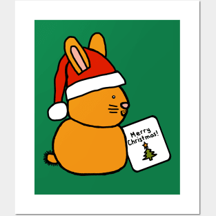 Cute Bunny Says Merry Christmas Posters and Art